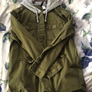 Army green hooded jacket